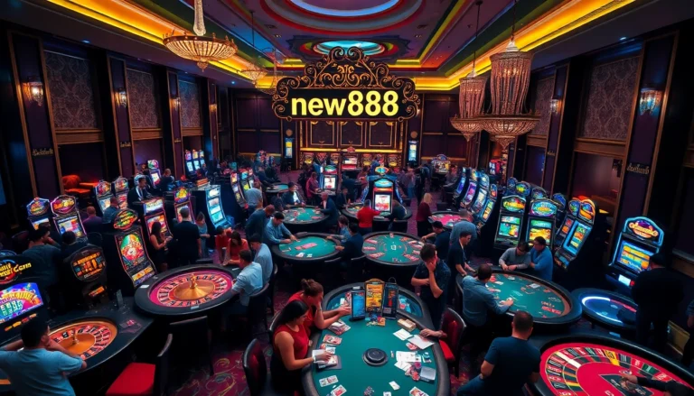 Experience the thrill of new888's casino action with players at a vibrant blackjack table.
