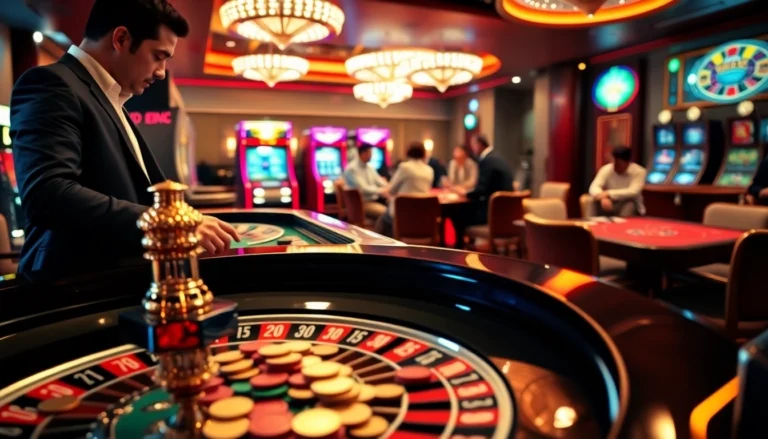 Exciting scene from 789f nhà cái featuring a high-stakes roulette table with chips and players.