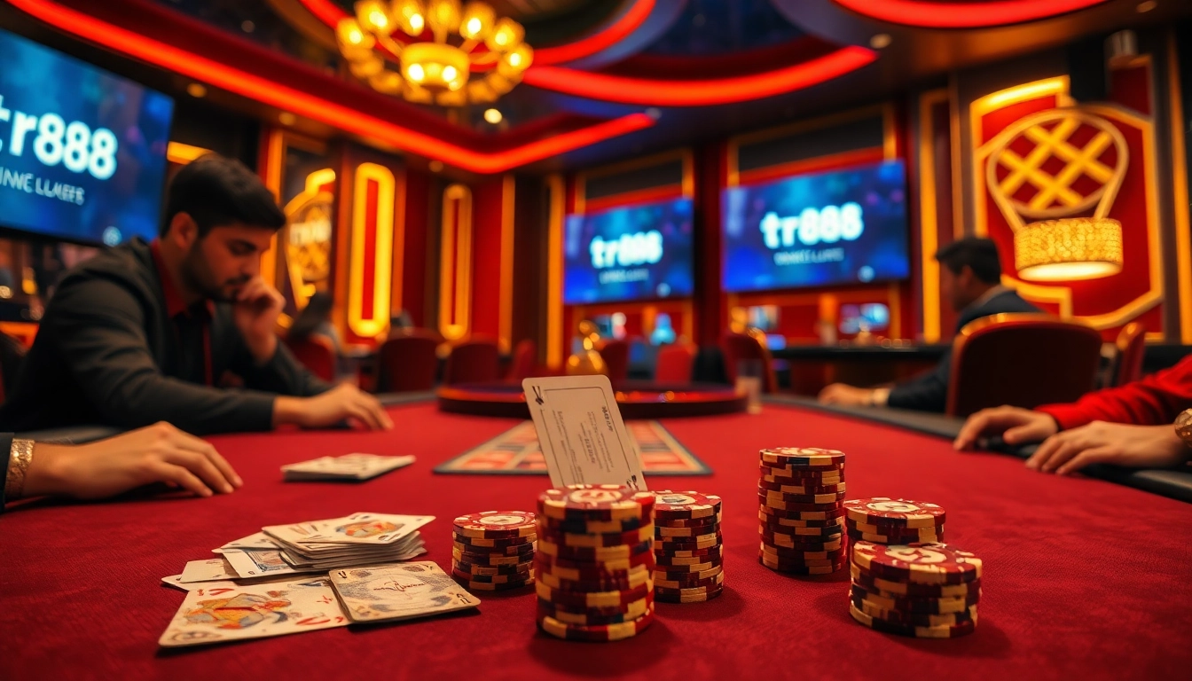 Experience high-stakes poker with tr88, where vibrant chips and cards ignite wins.